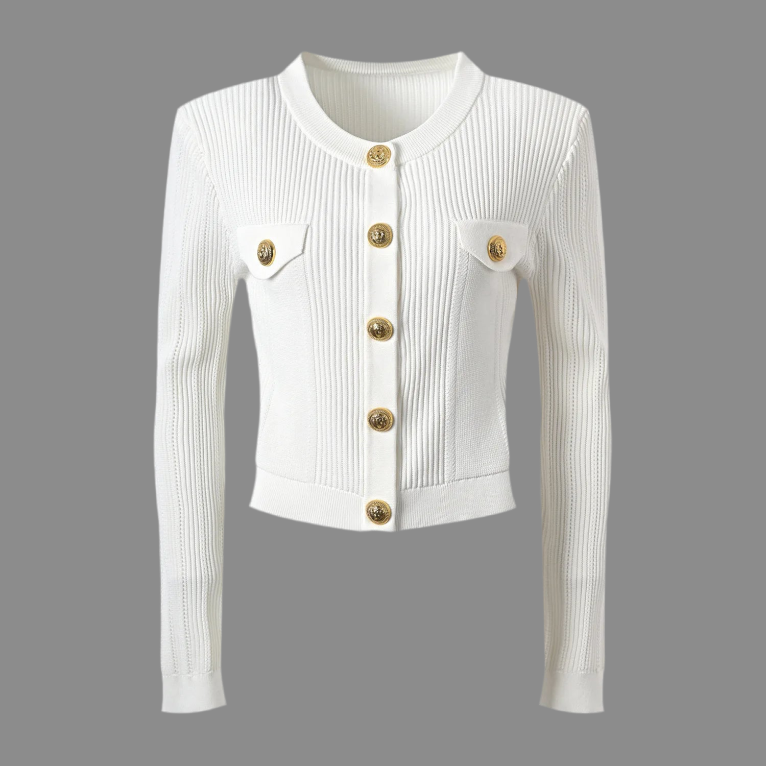 Chic Solid O-Neck Knitted Cardigan for Women