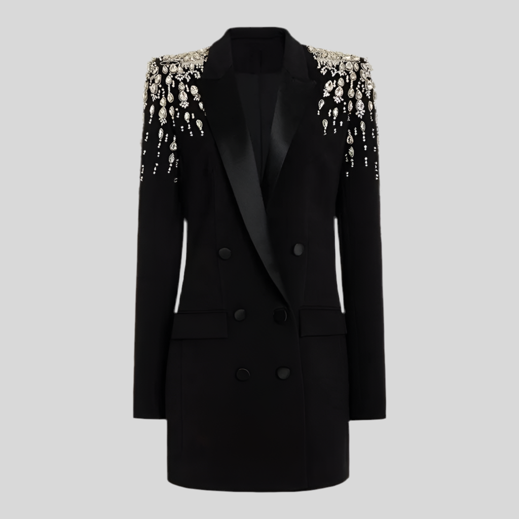 Sparkling Elegance Rhinestone Blazer Dress