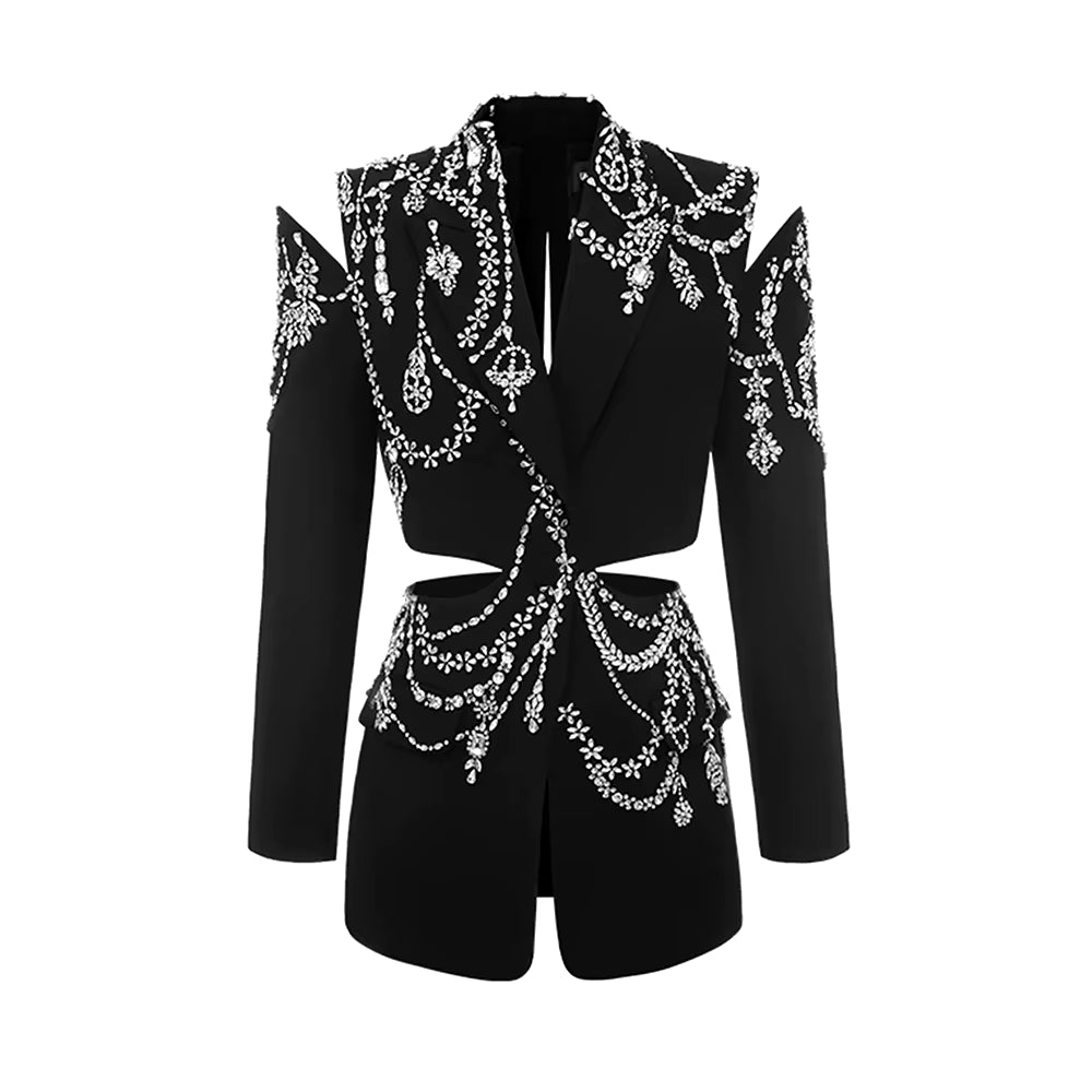 Chic Women's Designer Blazer with Notched Collar and Stylish Patchwork Details - Elevate Your Wardrobe!