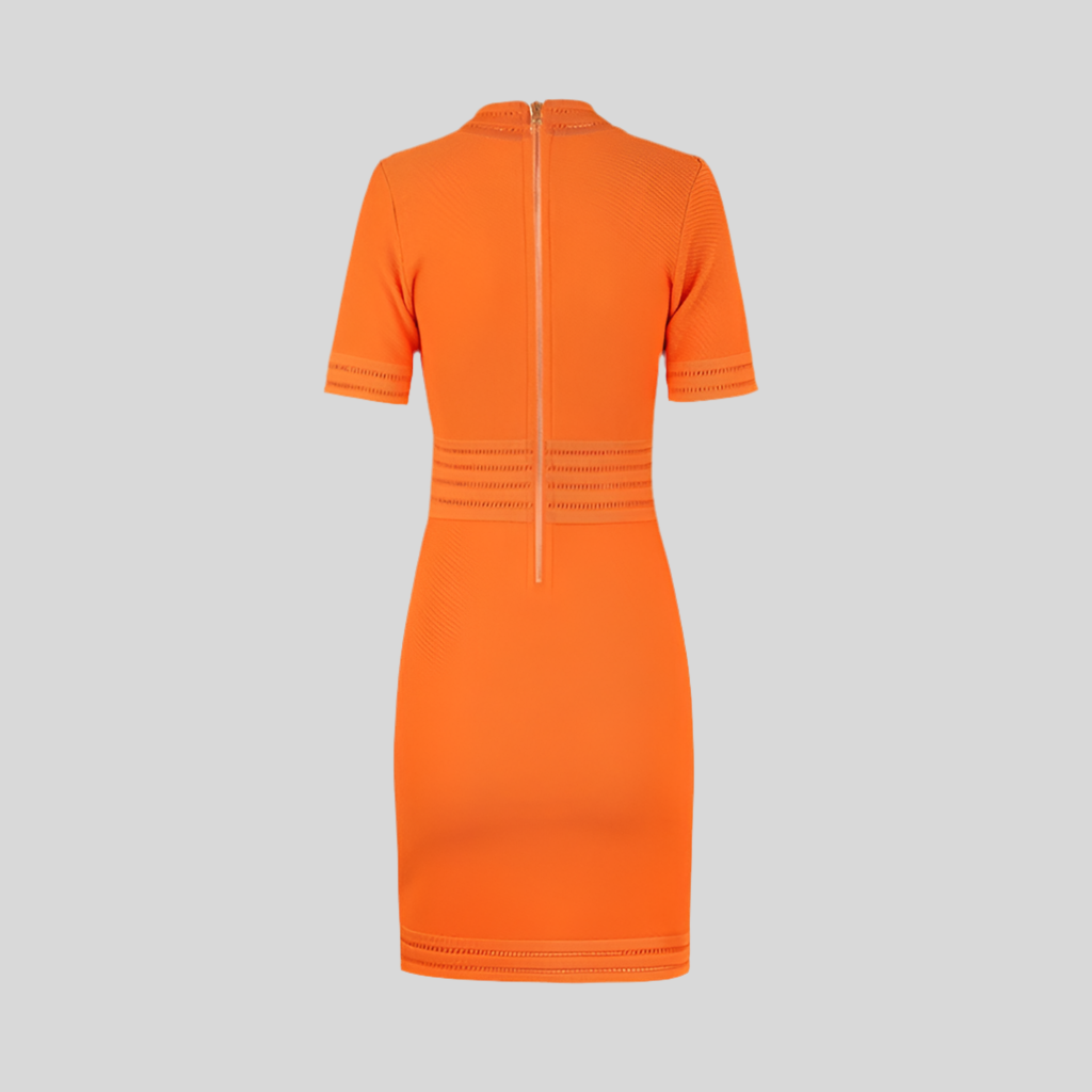 Sexy V-Neck Short Sleeve Orange  Mini Dress for Women