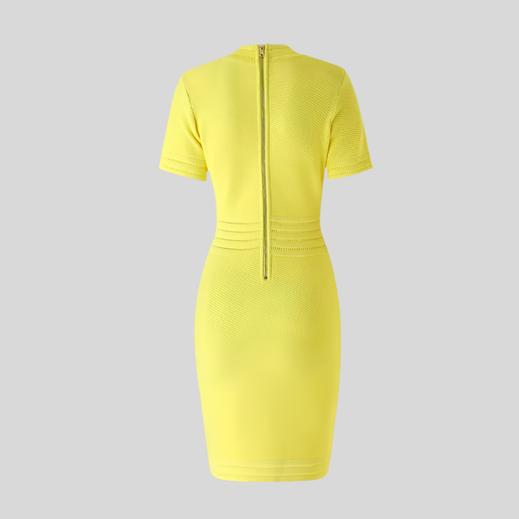 Sexy V-Neck Short Sleeve Yellow Mini Dress for Women