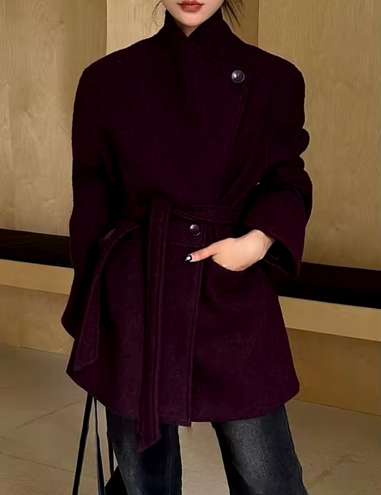 Elevate Your Winter Style: Stylish Stand Collar Solid Patchwork Coat for Women