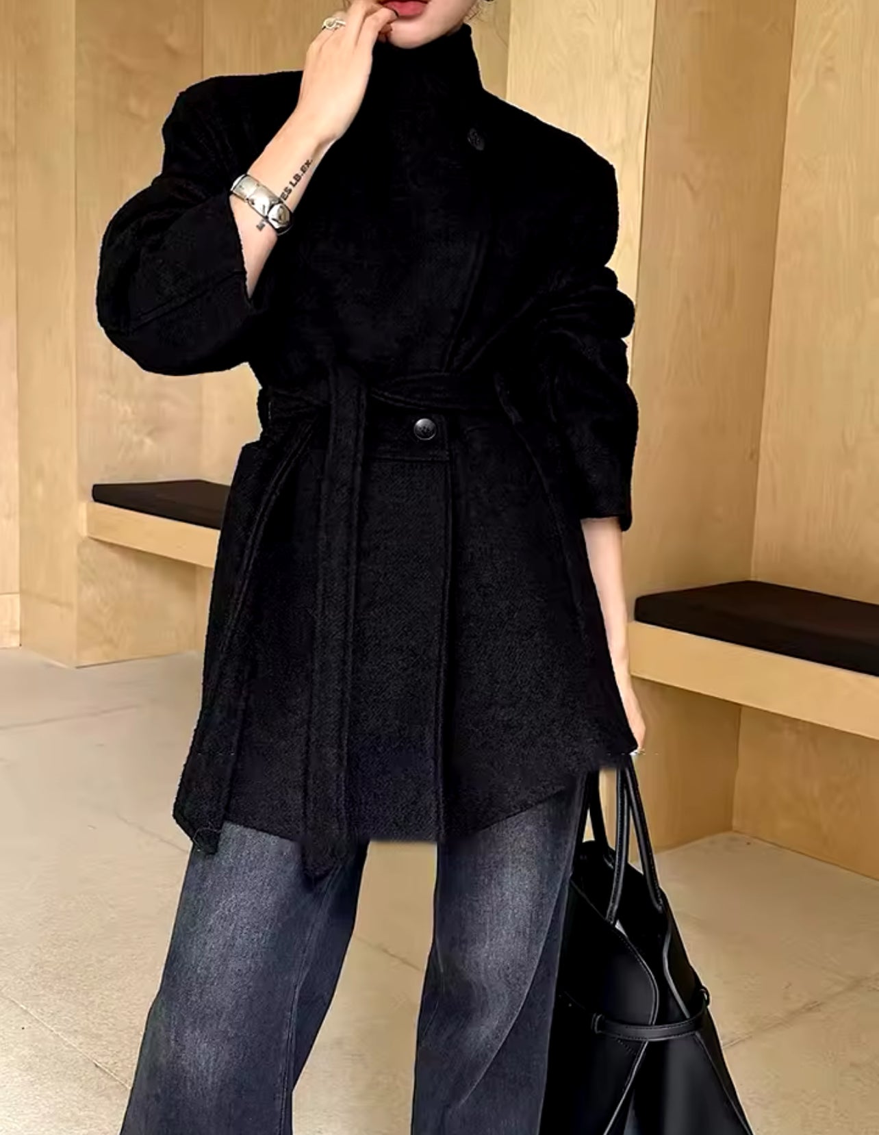 Elevate Your Winter Style: Stylish Stand Collar Solid Patchwork Coat for Women