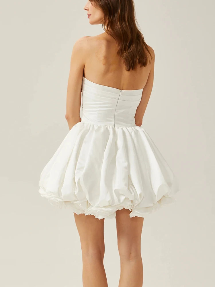 Elevate Your Elegance:  Strapless Ruffled Mini Dress for Women - Perfect for Evening Parties