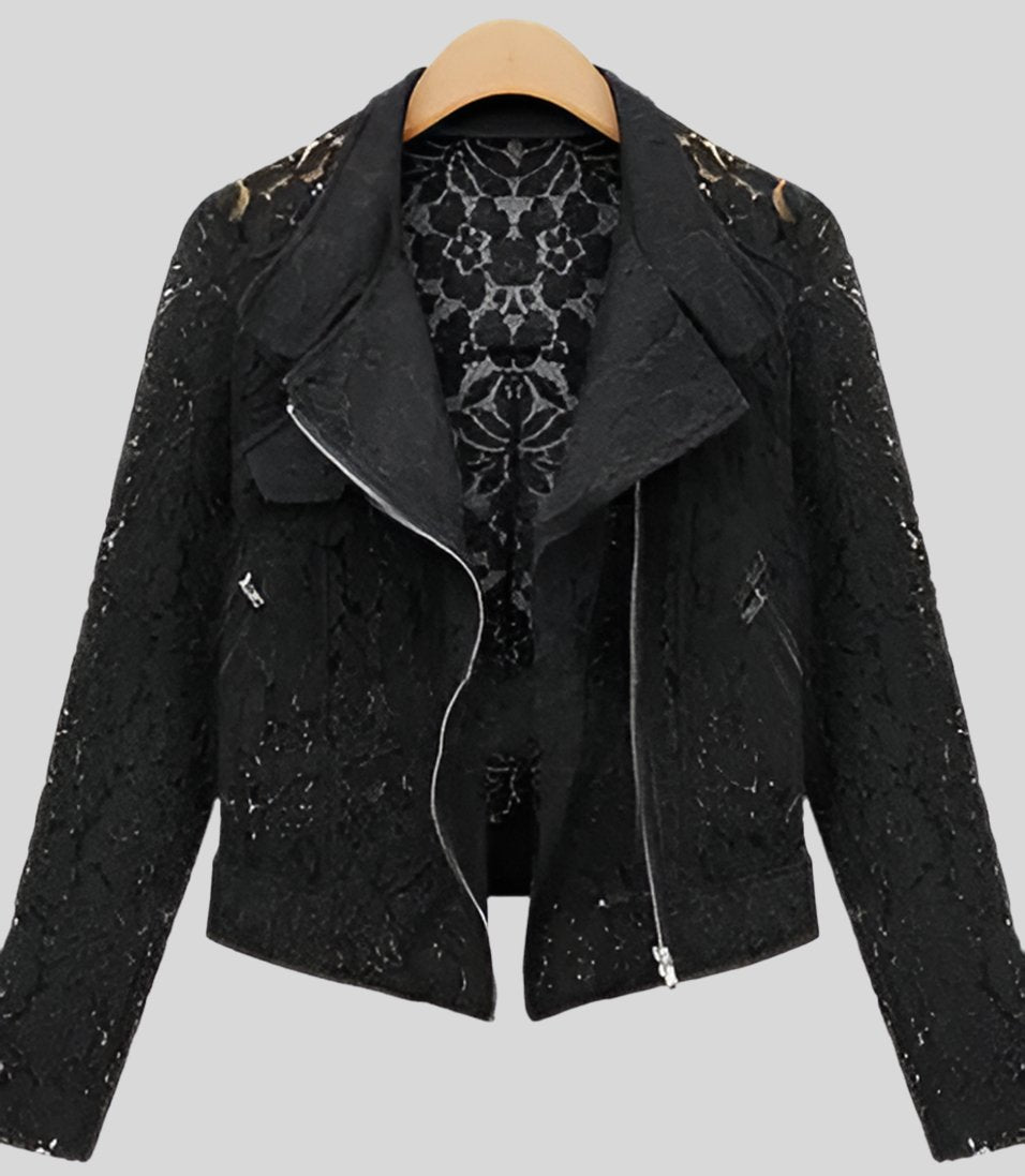 Autumn Lace Biker Jacket: High - Quality - Veronica Luxe