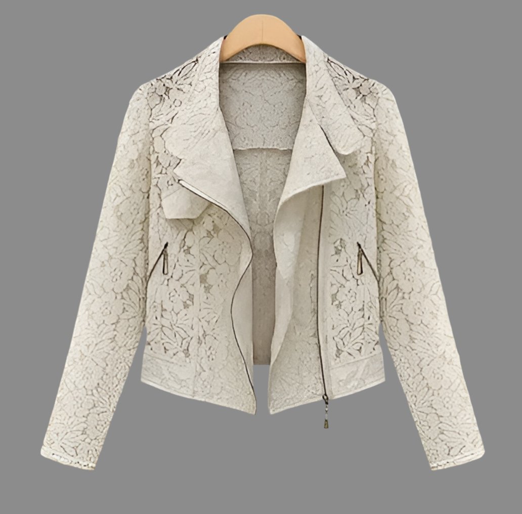 Autumn Lace Biker Jacket: High - Quality - Veronica Luxe