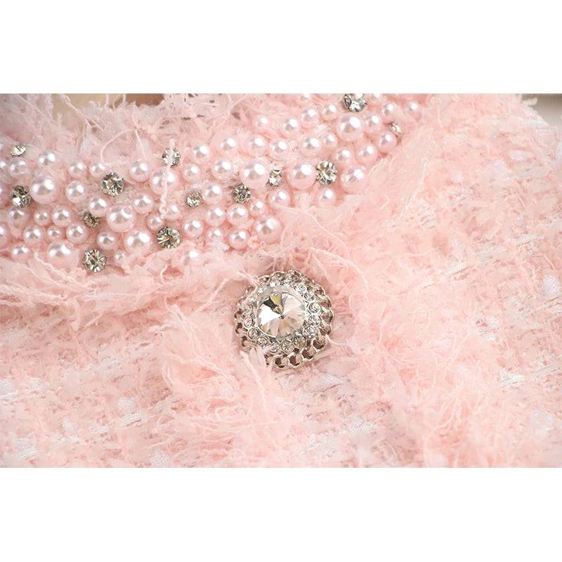 Babette Blush Tweed Dress - Veronica Luxe