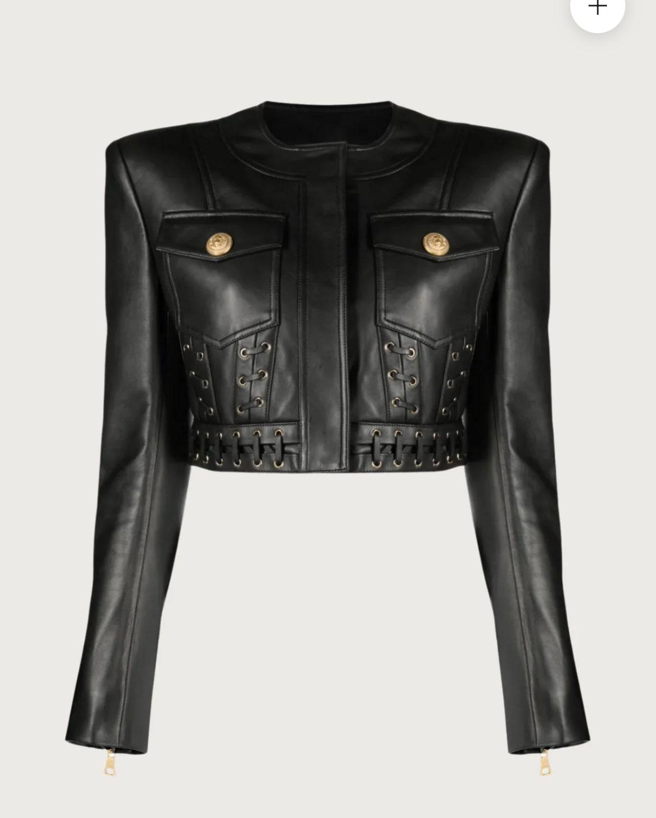 Black Lace-Up Faux Leather Jacket For Women. - Veronica Luxe