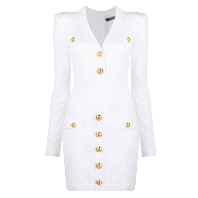 Casual White Sheath Knitted Dress - Veronica Luxe