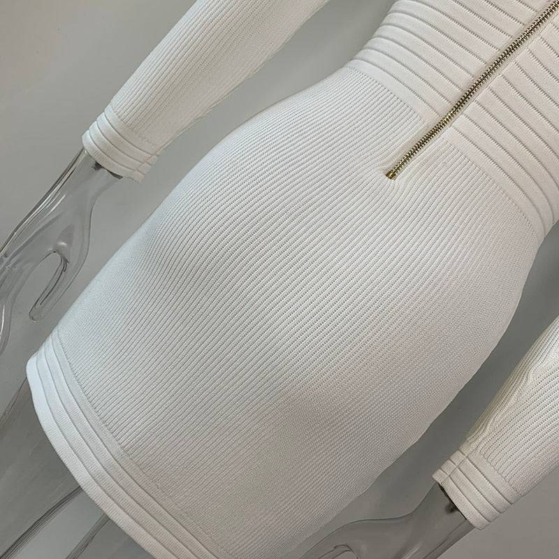 Casual White Sheath Knitted Dress - Veronica Luxe