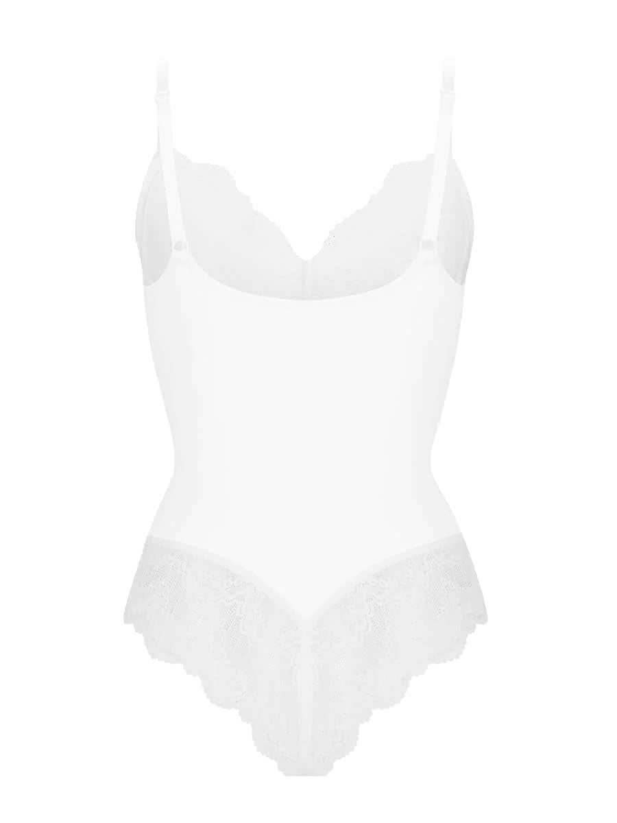 Curves Counter Bodysuit in White - Veronica Luxe