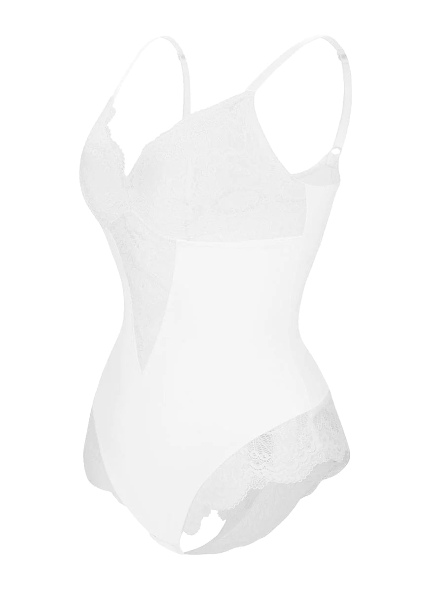 Curves Counter Bodysuit in White - Veronica Luxe