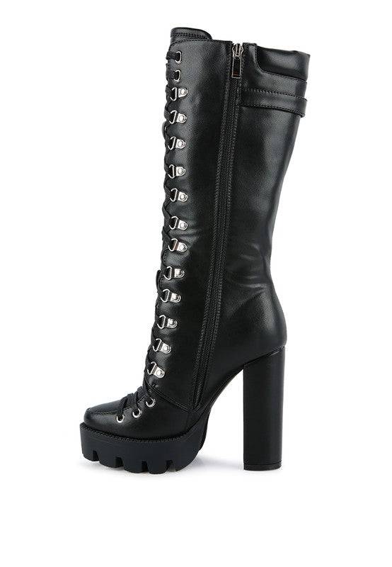 Cushion Collared Lace Up Boots - Veronica Luxe