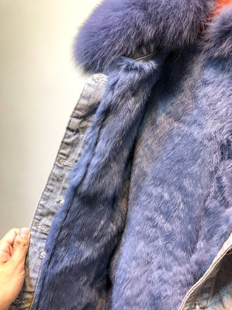 Dearborn Denim Faux Fur Denim Jacket - Veronica Luxe