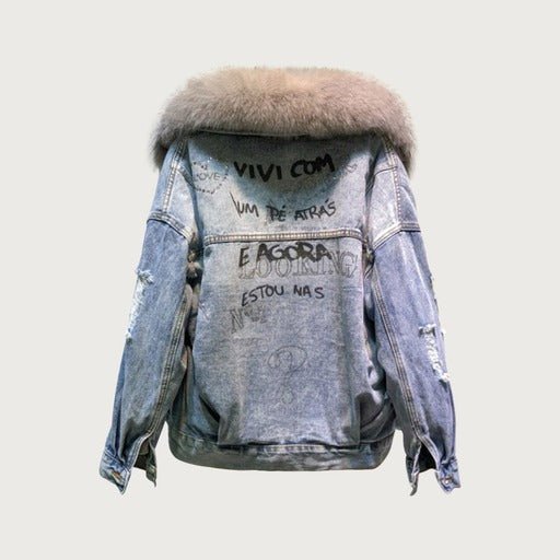 Dearborn Denim Faux Fur Denim Jacket - Veronica Luxe