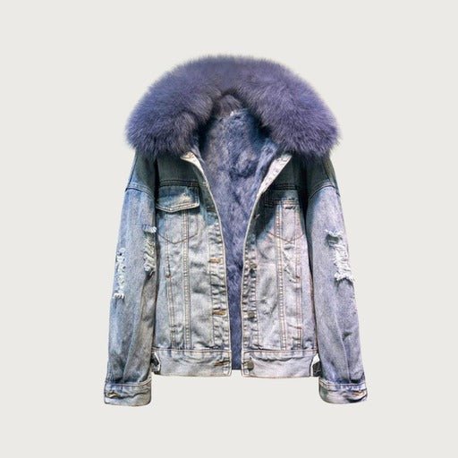 Dearborn Denim Faux Fur Denim Jacket - Veronica Luxe