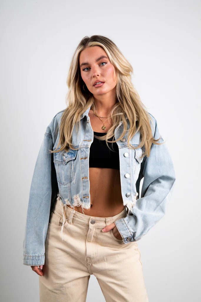 Denim Crop Jacket - Veronica Luxe