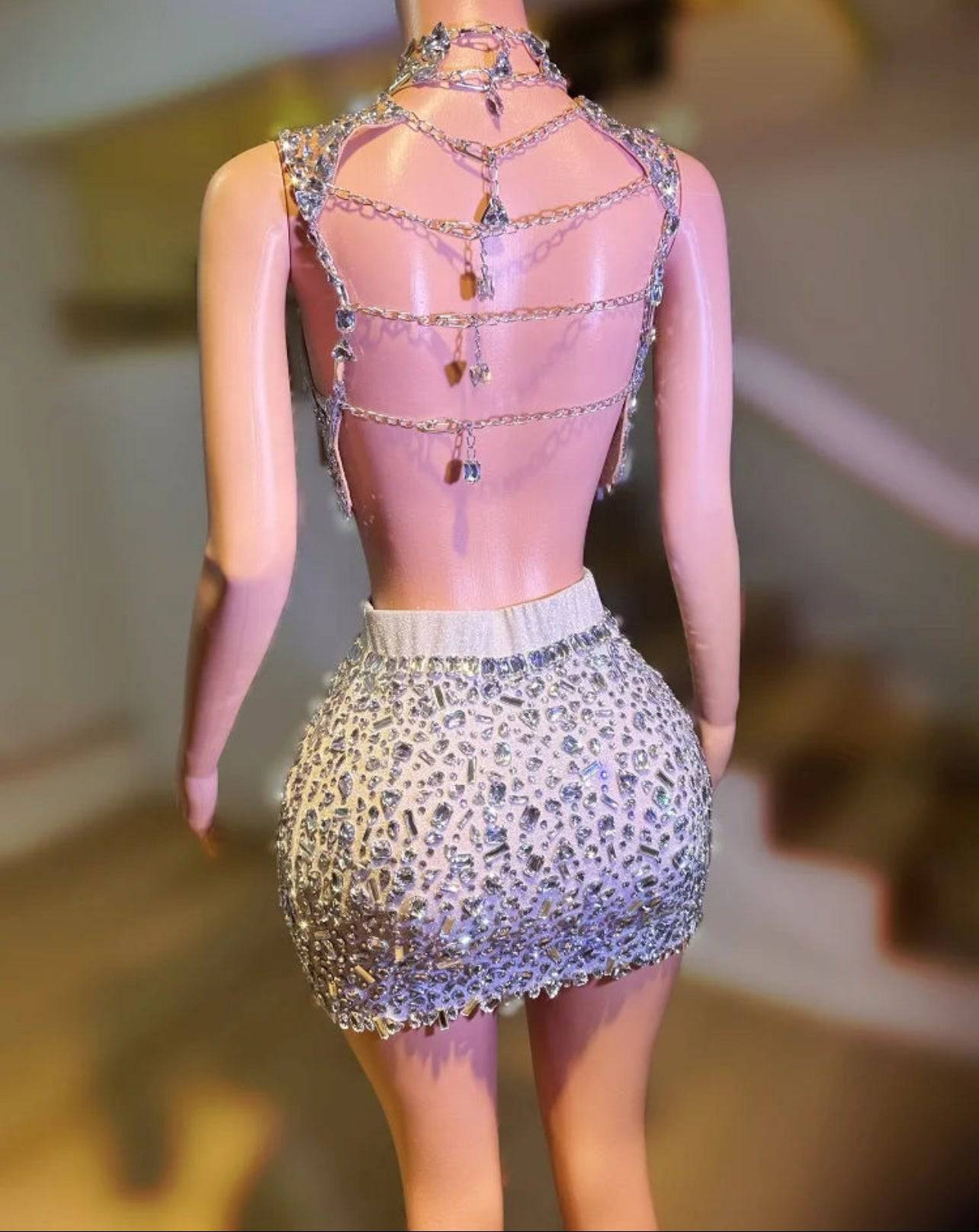Diamond Backless Top And Skirt Set - Veronica Luxe