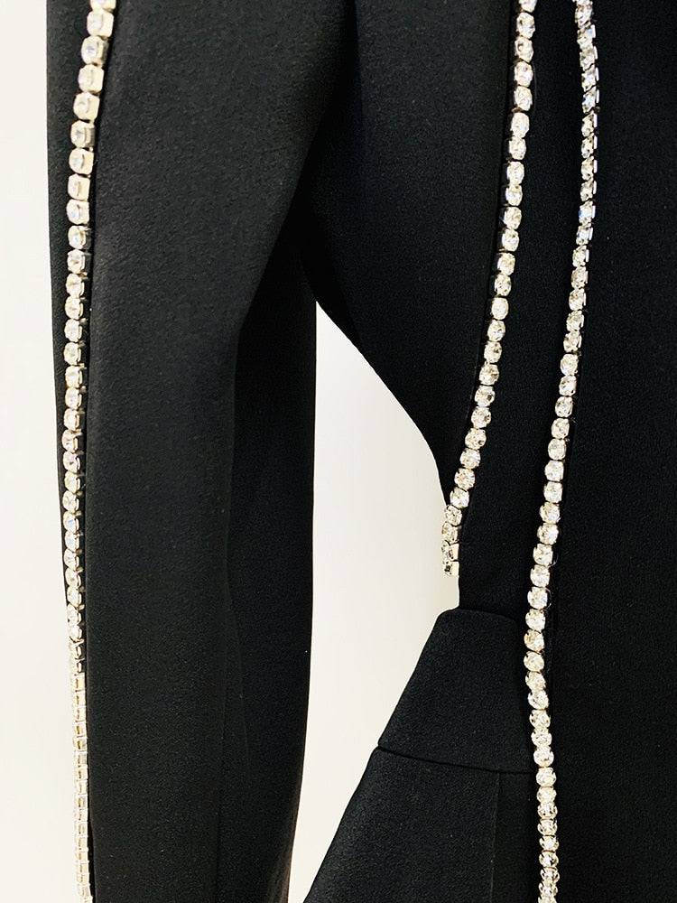 Diamonds and Chains Black Blazer Suit - Veronica Luxe