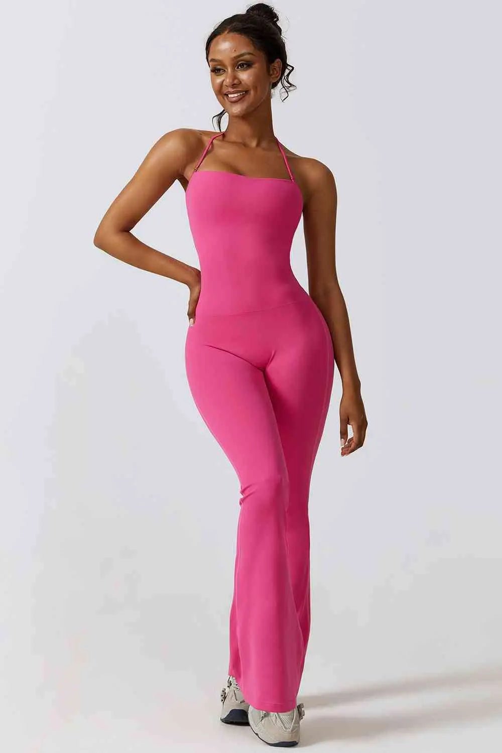 Halter Neck Flare Sport Jumpsuit - Veronica Luxe