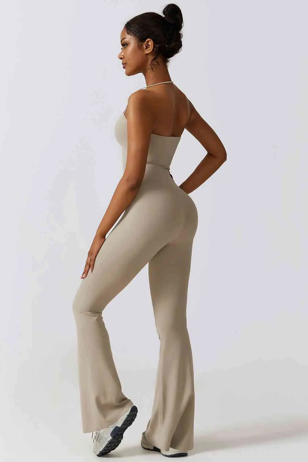 Halter Neck Flare Sport Jumpsuit - Veronica Luxe