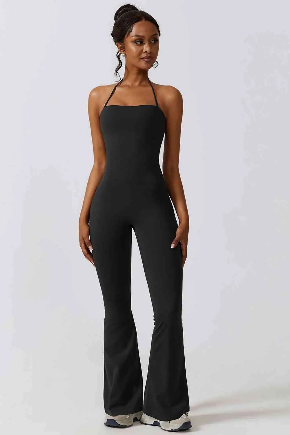 Halter Neck Flare Sport Jumpsuit - Veronica Luxe