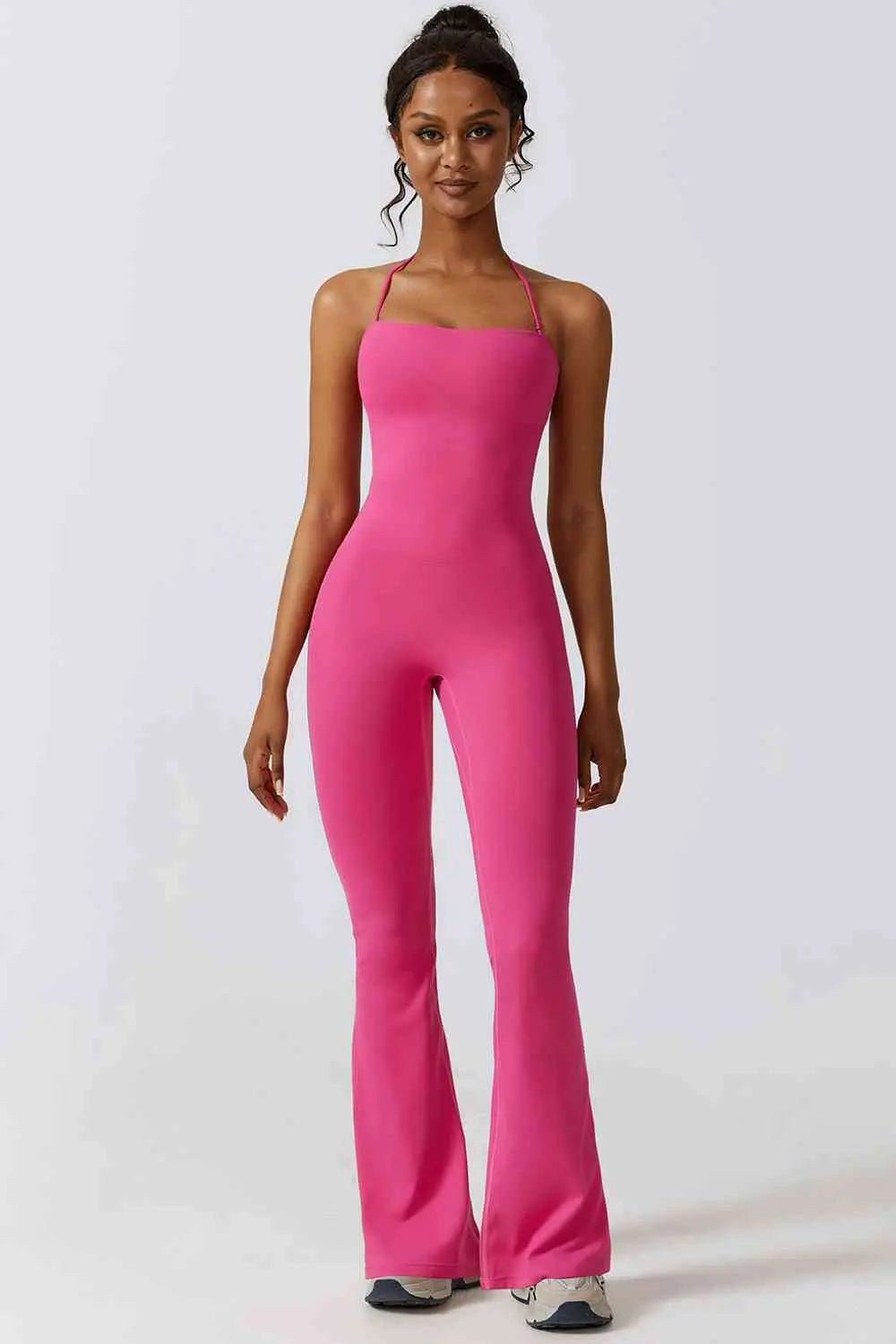 Halter Neck Flare Sport Jumpsuit - Veronica Luxe