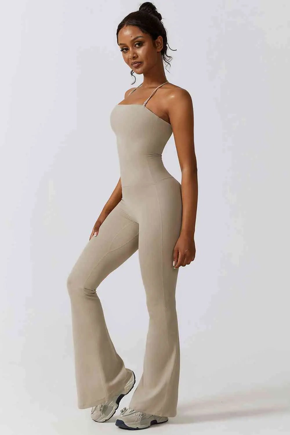 Halter Neck Flare Sport Jumpsuit - Veronica Luxe