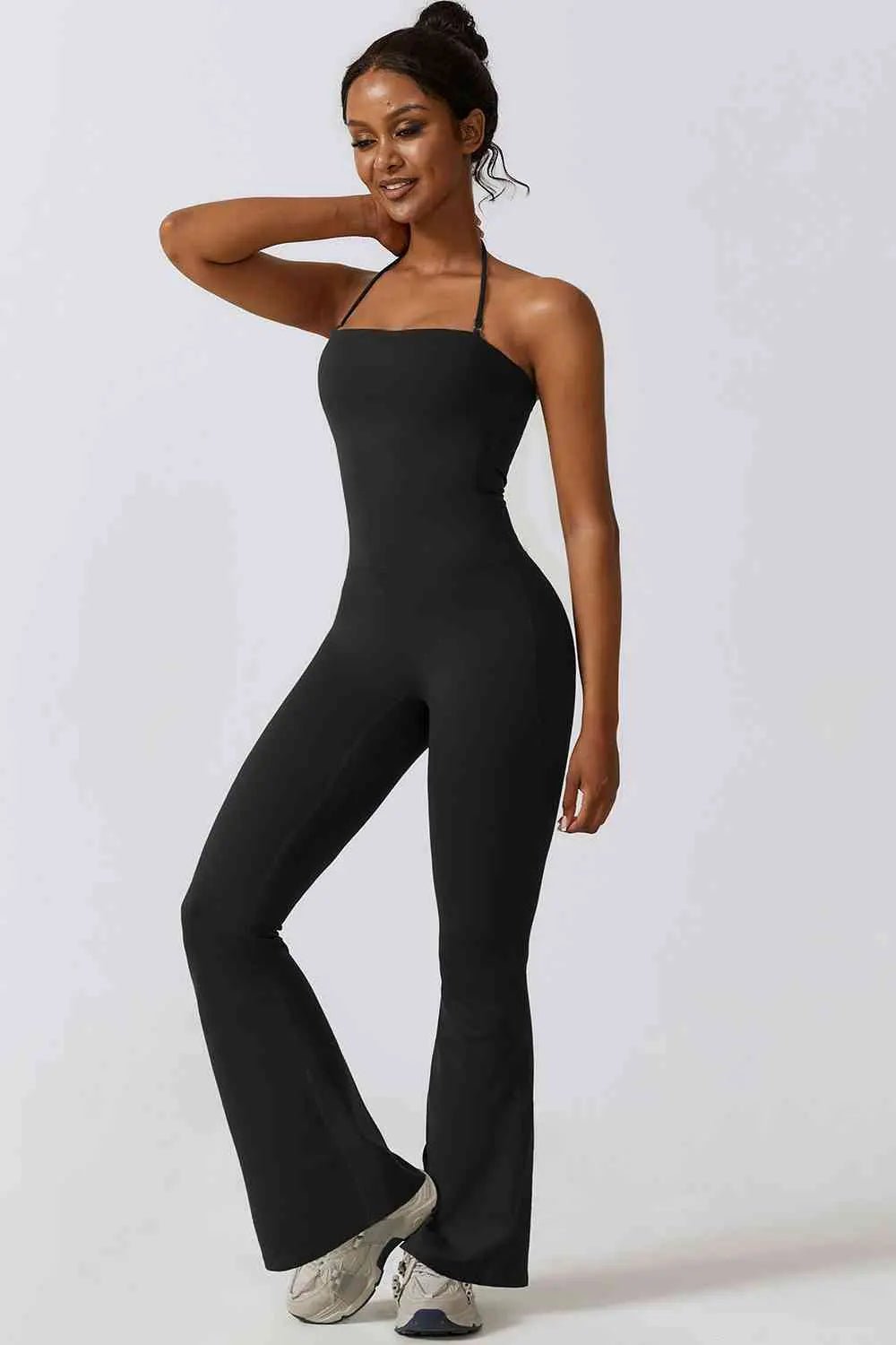 Halter Neck Flare Sport Jumpsuit - Veronica Luxe