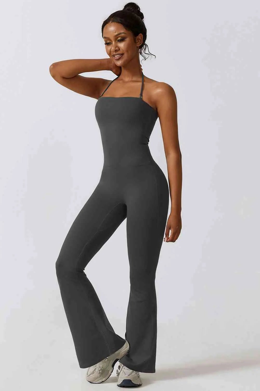 Halter Neck Flare Sport Jumpsuit - Veronica Luxe