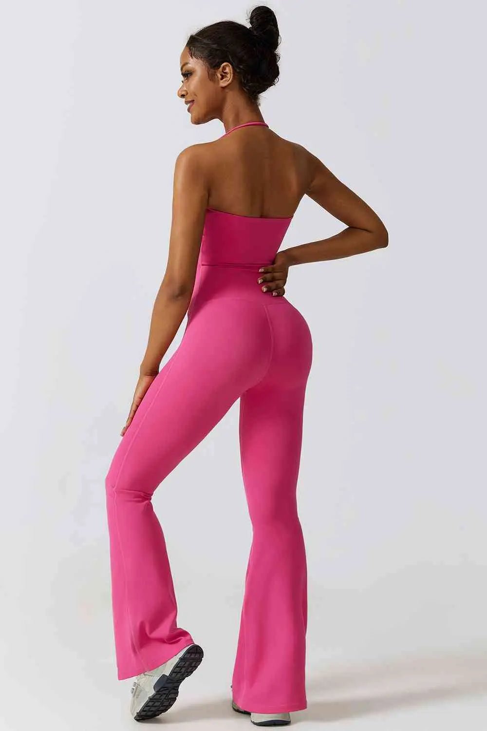 Halter Neck Flare Sport Jumpsuit - Veronica Luxe