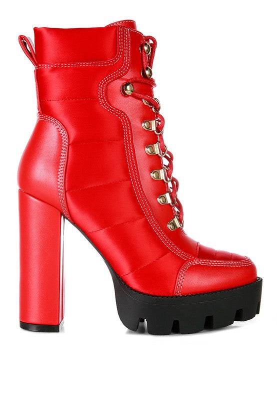 High Heel Quilted Satin Biker Boots - Veronica Luxe