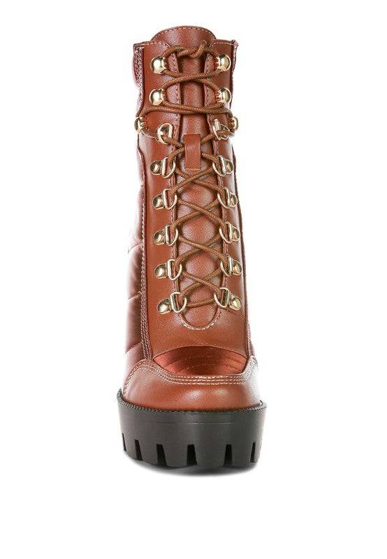 High Heel Quilted Satin Biker Boots - Veronica Luxe