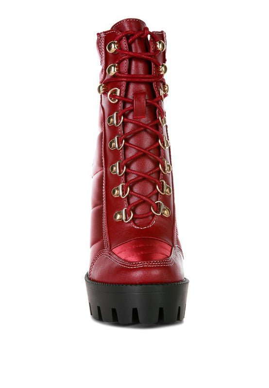 High Heel Quilted Satin Biker Boots - Veronica Luxe