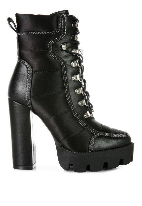 High Heel Quilted Satin Biker Boots - Veronica Luxe