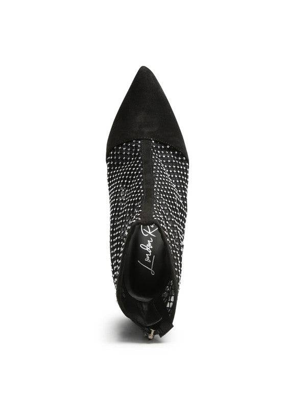 Jazz Rhinestone Embellished Mesh Stiletto Boots - Veronica Luxe