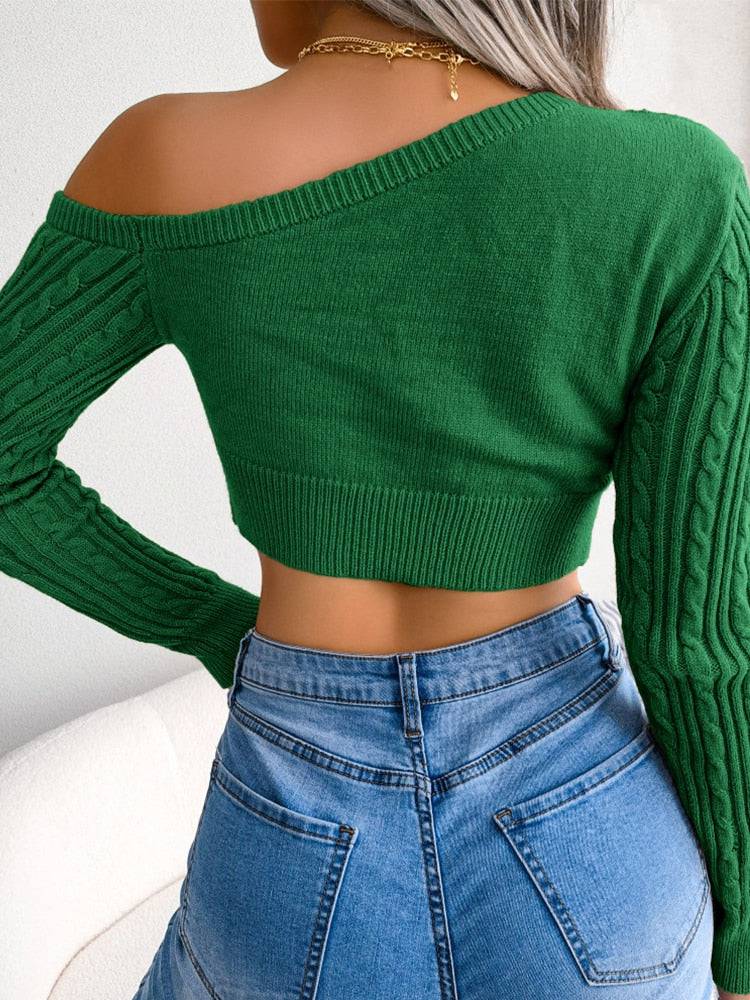 Lolita Off the Shoulder Cropped Sweaters - Veronica Luxe