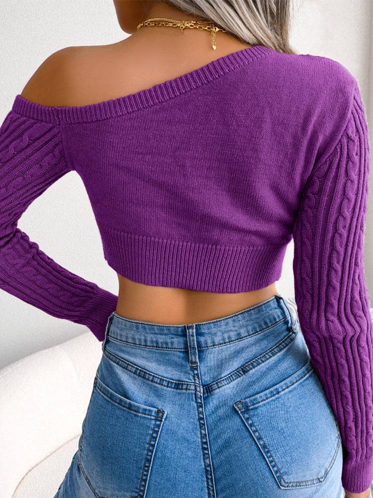 Lolita Off the Shoulder Cropped Sweaters - Veronica Luxe