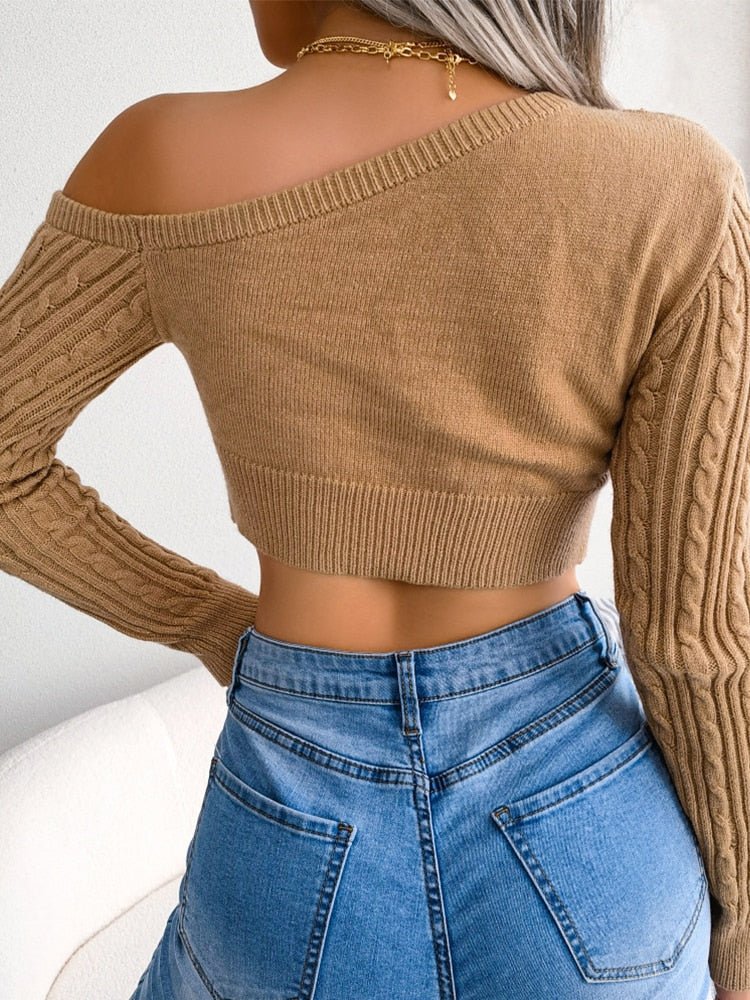 Lolita Off the Shoulder Cropped Sweaters - Veronica Luxe