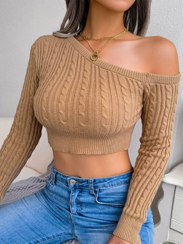 Lolita Off the Shoulder Cropped Sweaters - Veronica Luxe