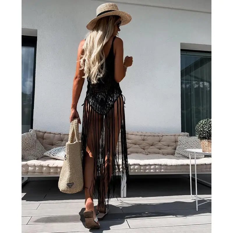 Long Tassel Beach Cover Up - Veronica Luxe