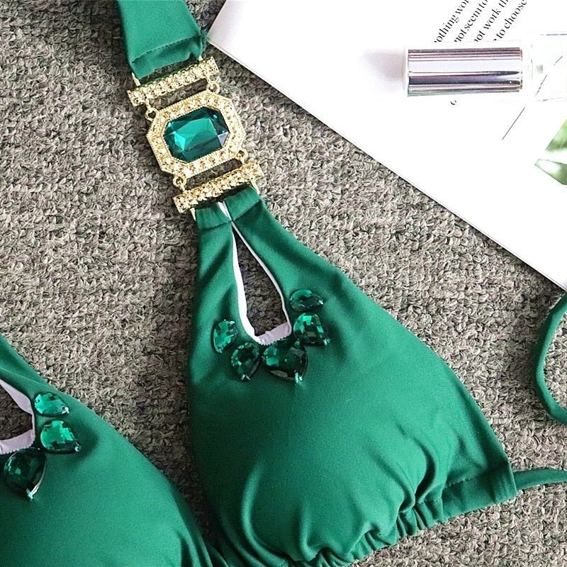 Luxury Crystal Thong String Bikini Set - Veronica Luxe