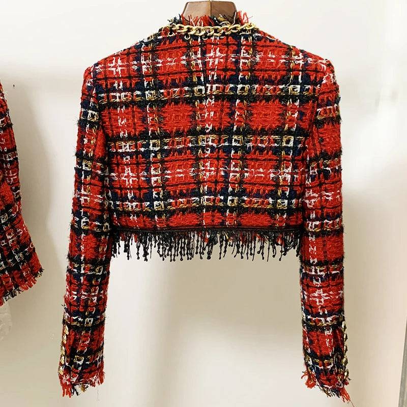 Parisian Elegance Tassel Tweed Crop Jacket For Women - Veronica Luxe