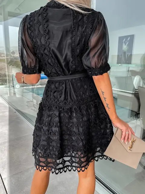 Patchwork Lace Elegant Mini Dress - Veronica Luxe