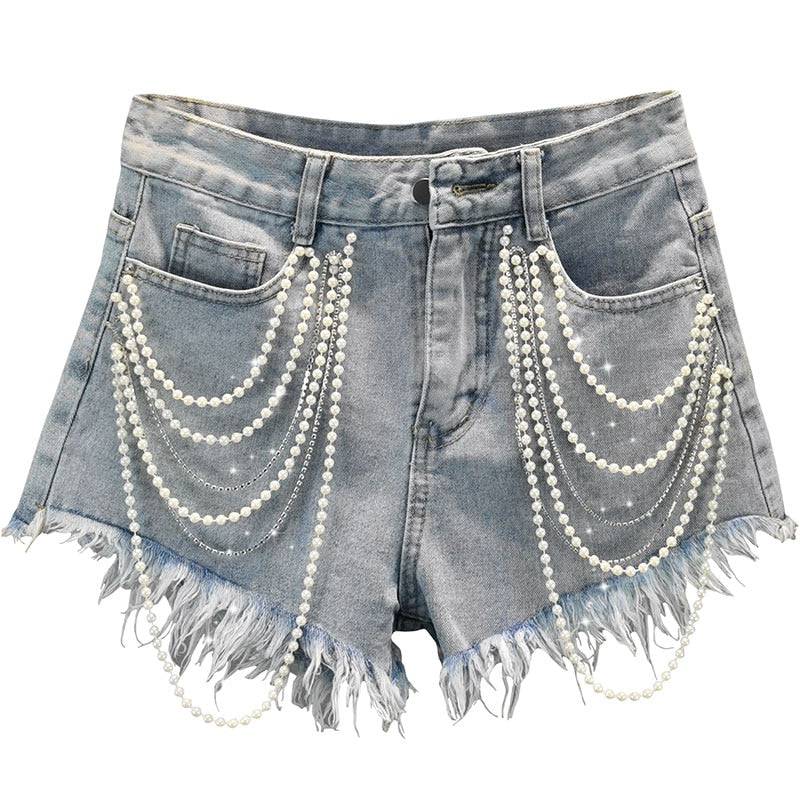 Pear Tassel Jean Shorts - Veronica Luxe-Bottoms-casual chic fashion