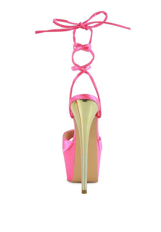 Pink Like Barbie Platform Lace -Up Stilettos - Veronica Luxe