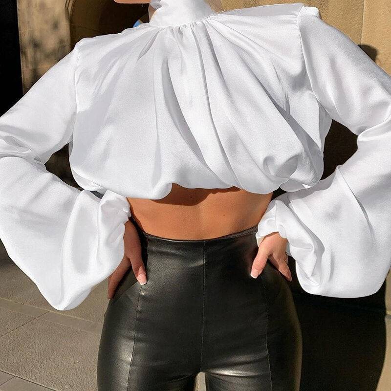 Posh High Neck Cropped Top - Veronica Luxe