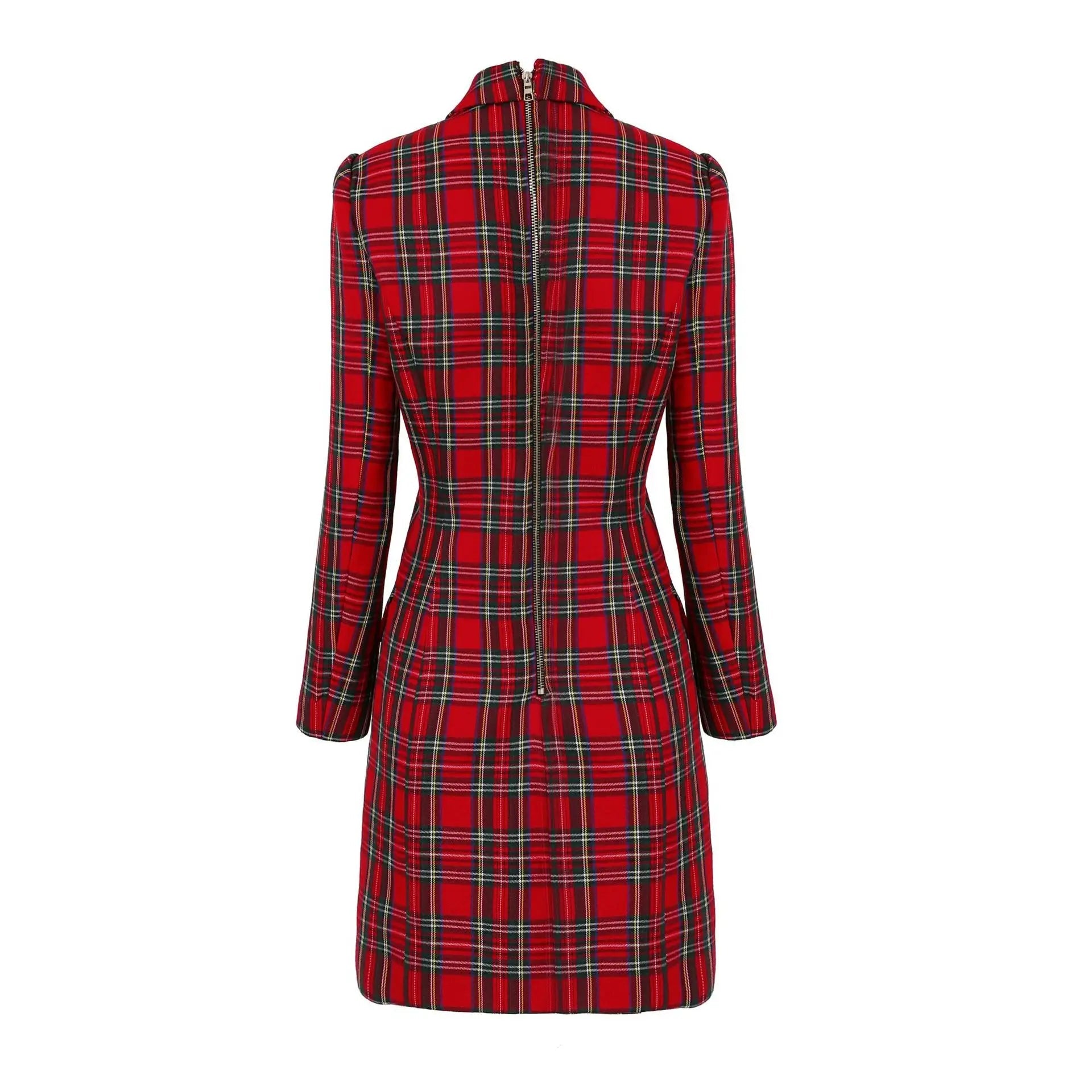 Red Plaid Blazer Dress For Women - Veronica Luxe