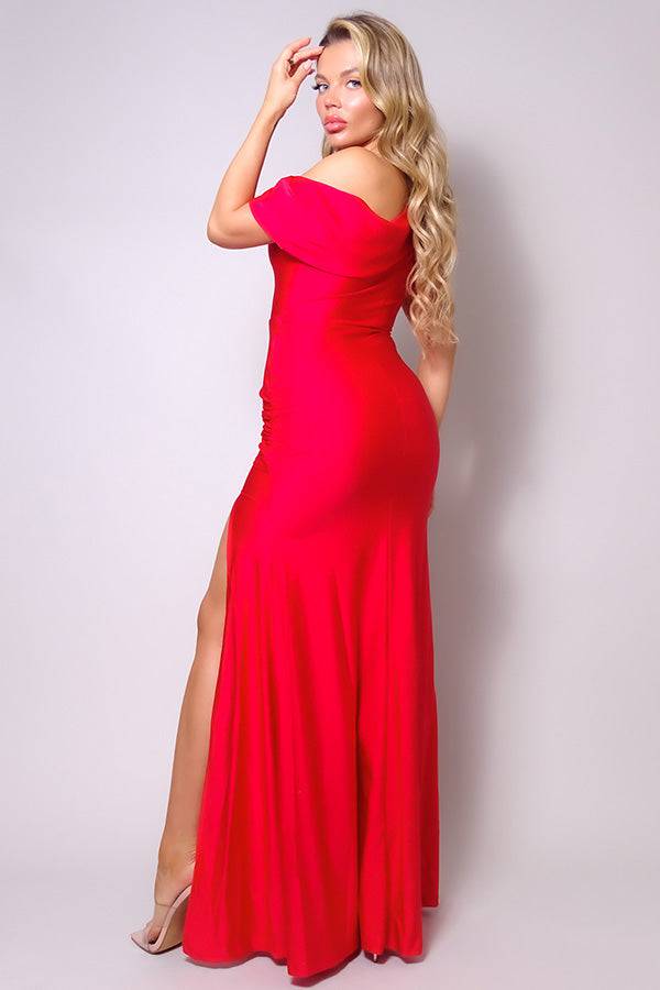 Scarlet Temptation Slit Dress - Veronica Luxe-Dress