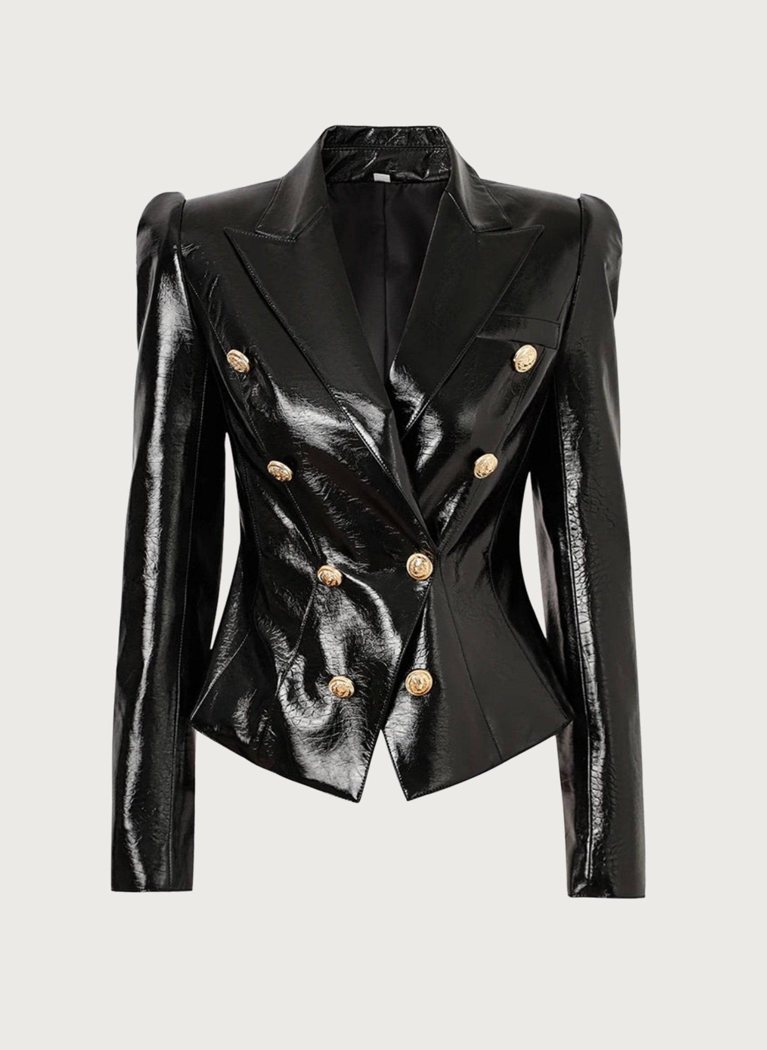 Sleek Chic Faux- Leather Black Blazer - Veronica Luxe-black blazer